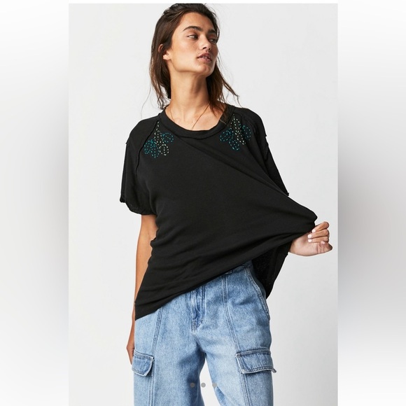 Free People NWT Tricia Fix Foliage Stitch Tee - Picture 2 of 4